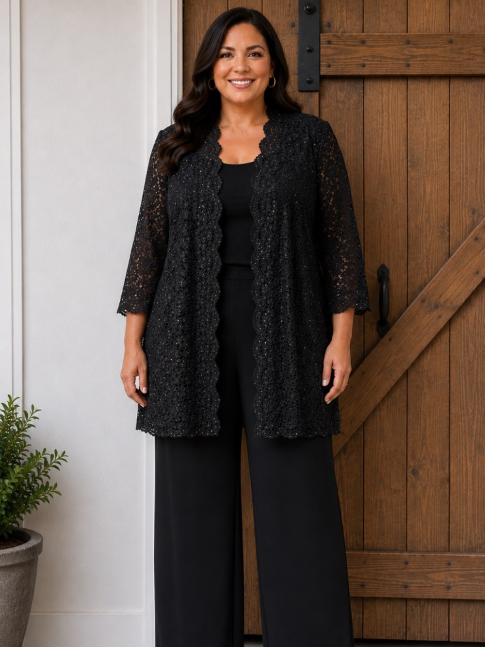 R&M Richards Black Lace Pantsuit – Size 20W